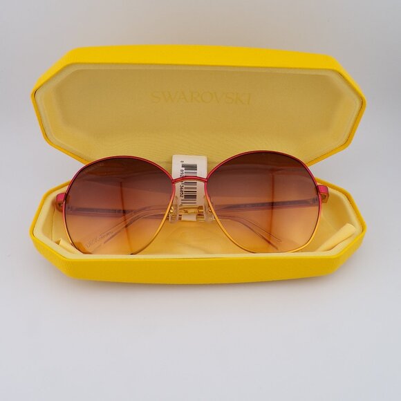 Swarovski Crystal Trimmed Ombre Butterfly Shades, Round Geometric Bordeaux Shiny